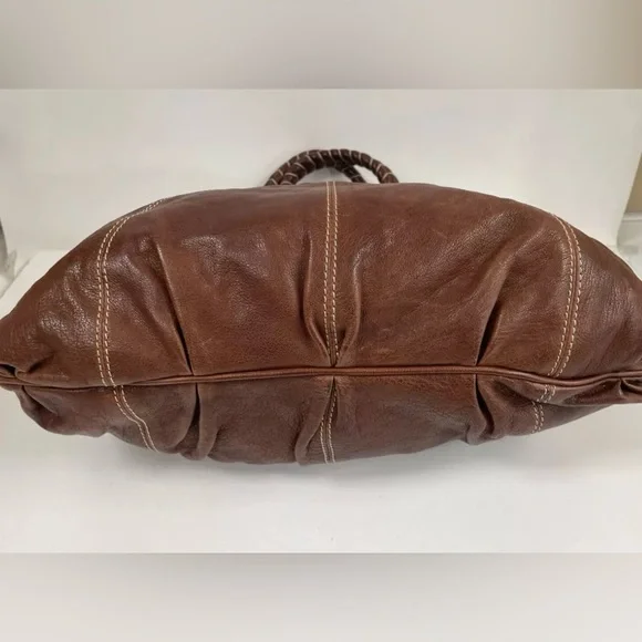 Valentino Garavani Brown Leather Braided Handle Shoulder Bag with COA - Picture 9 of 16